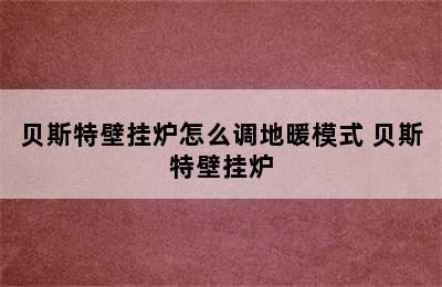 贝斯特壁挂炉怎么调地暖模式 贝斯特壁挂炉